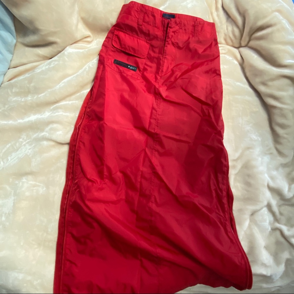Tommy Hilfiger Girl red nylon midi long skirt